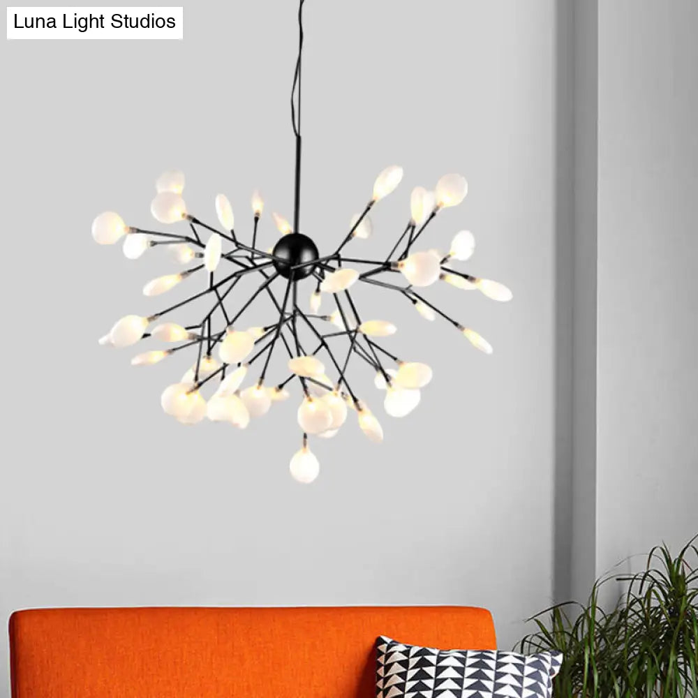 Modern Heracleum Chandelier With Opaline Glass 36/45/54 Heads Black/Gold