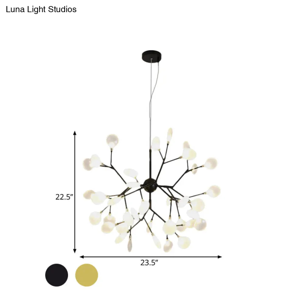 Modern Heracleum Chandelier With Opaline Glass 36/45/54 Heads Black/Gold