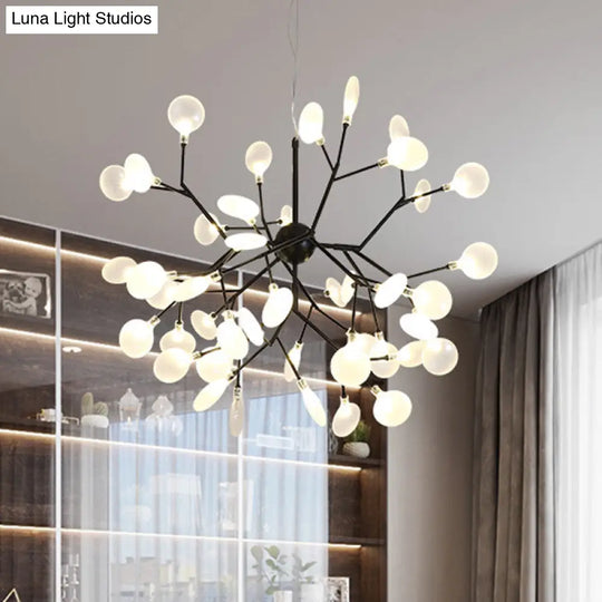 Modern Heracleum Chandelier With Opaline Glass 36/45/54 Heads Black/Gold