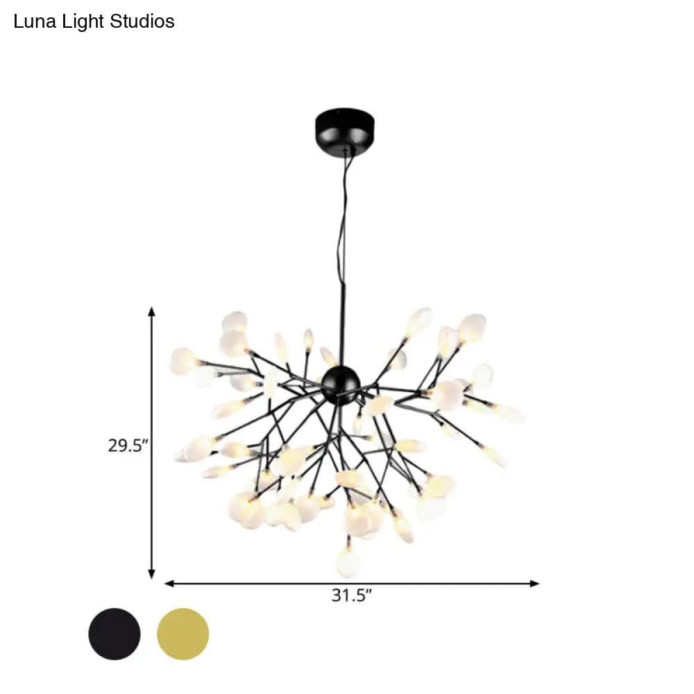 Modern Heracleum Chandelier With Opaline Glass 36/45/54 Heads Black/Gold