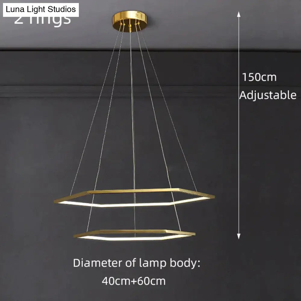 Hexa - Minimalist Hexagonal Led Chandelier D40Cm D60Cm / Warm Light