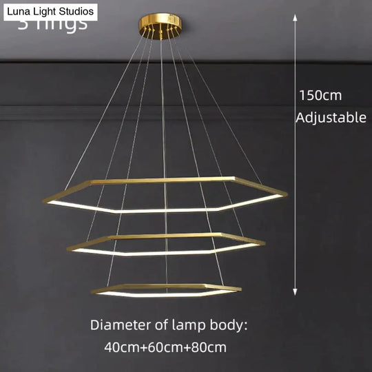 Hexa - Minimalist Hexagonal Led Chandelier D40Cm D60Cm D80Cm / Warm Light