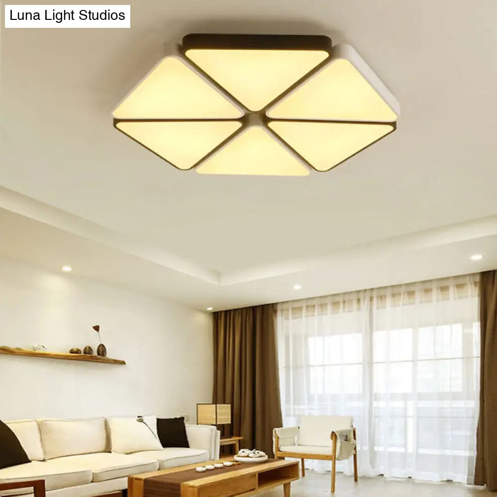 Hexagon Acrylic Led Ceiling Light Fixture - Contemporary Warm/White For Living Room 19.5/23.5 Wide