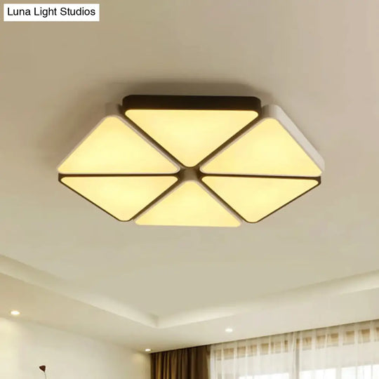 Hexagon Acrylic Led Ceiling Light Fixture - Contemporary Warm/White For Living Room 19.5’/23.5’ Wide