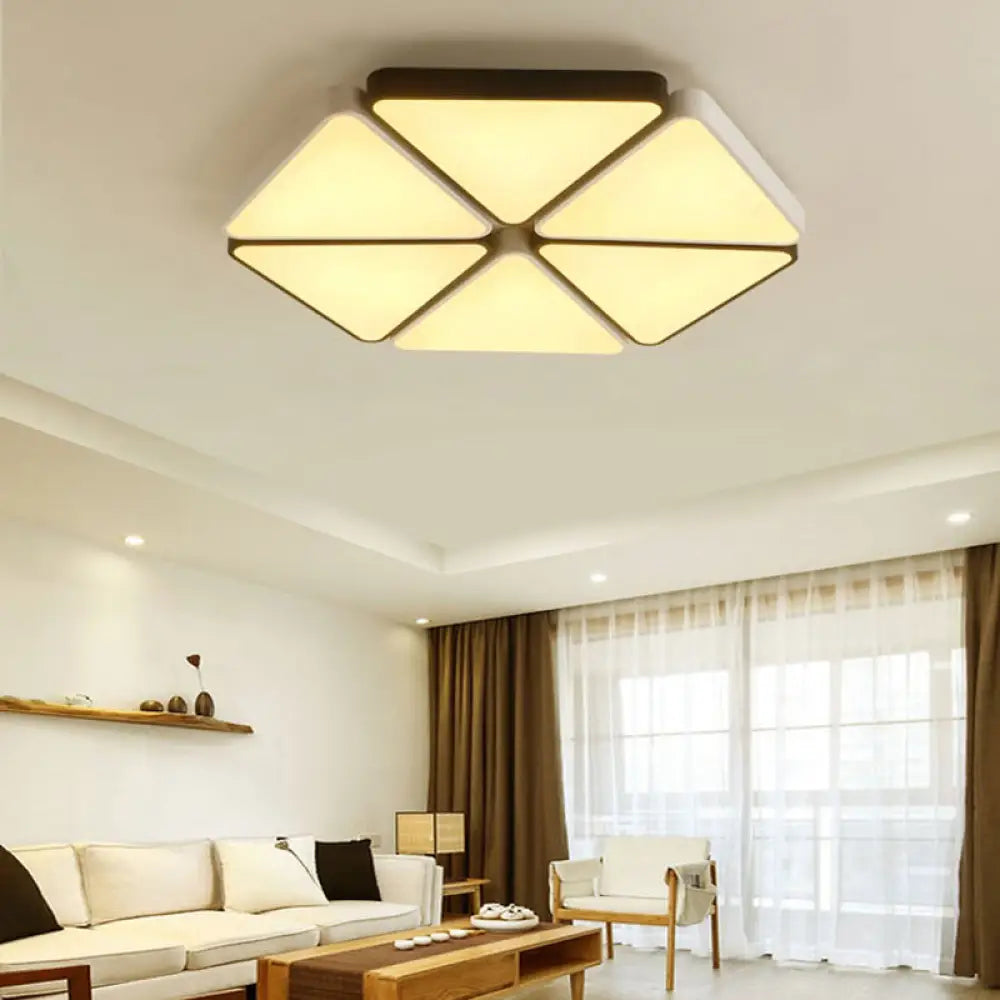 Hexagon Acrylic Led Ceiling Light Fixture - Contemporary Warm/White For Living Room 19.5’/23.5’