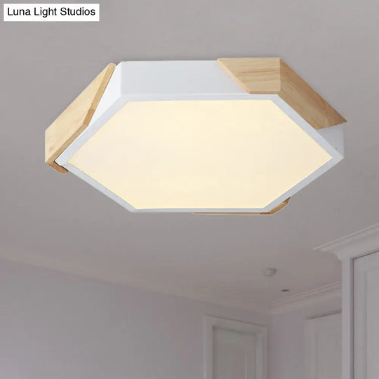 Hexagon Ceiling Light For Kindergarten - Slim Panel Macaron Loft Led In Warm