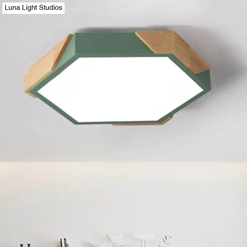 Hexagon Ceiling Light For Kindergarten - Slim Panel Macaron Loft Led In Warm