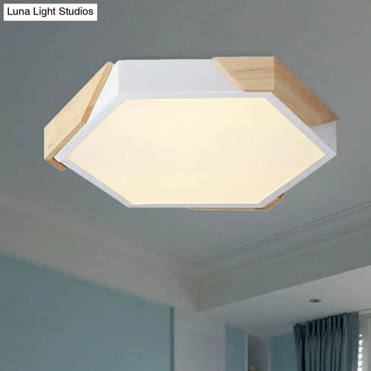 Hexagon Ceiling Light For Kindergarten - Slim Panel Macaron Loft Led In Warm