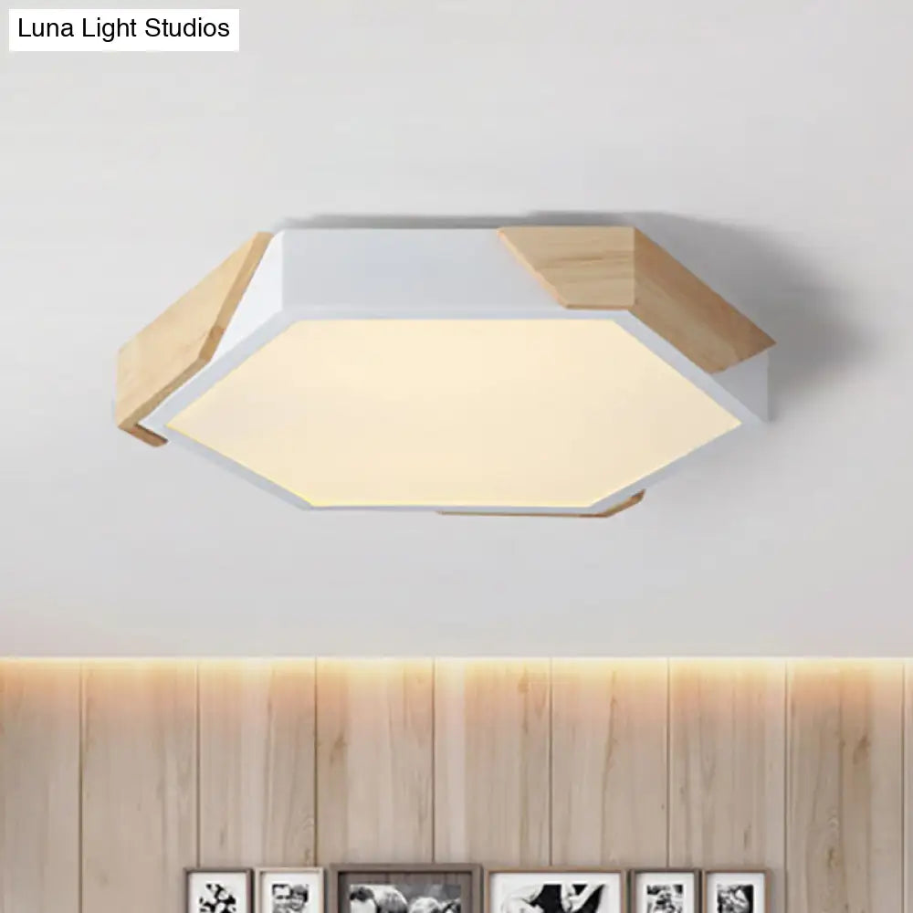 Hexagon Ceiling Light For Kindergarten - Slim Panel Macaron Loft Led In Warm