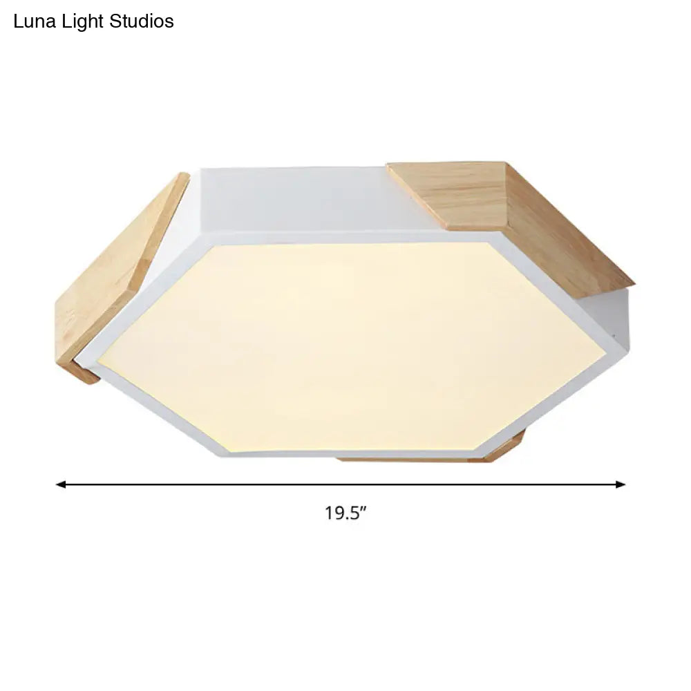 Hexagon Ceiling Light For Kindergarten - Slim Panel Macaron Loft Led In Warm