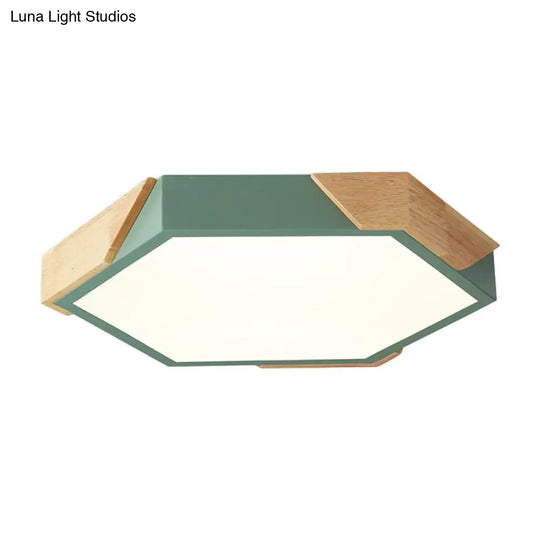 Hexagon Ceiling Light For Kindergarten - Slim Panel Macaron Loft Led In Warm