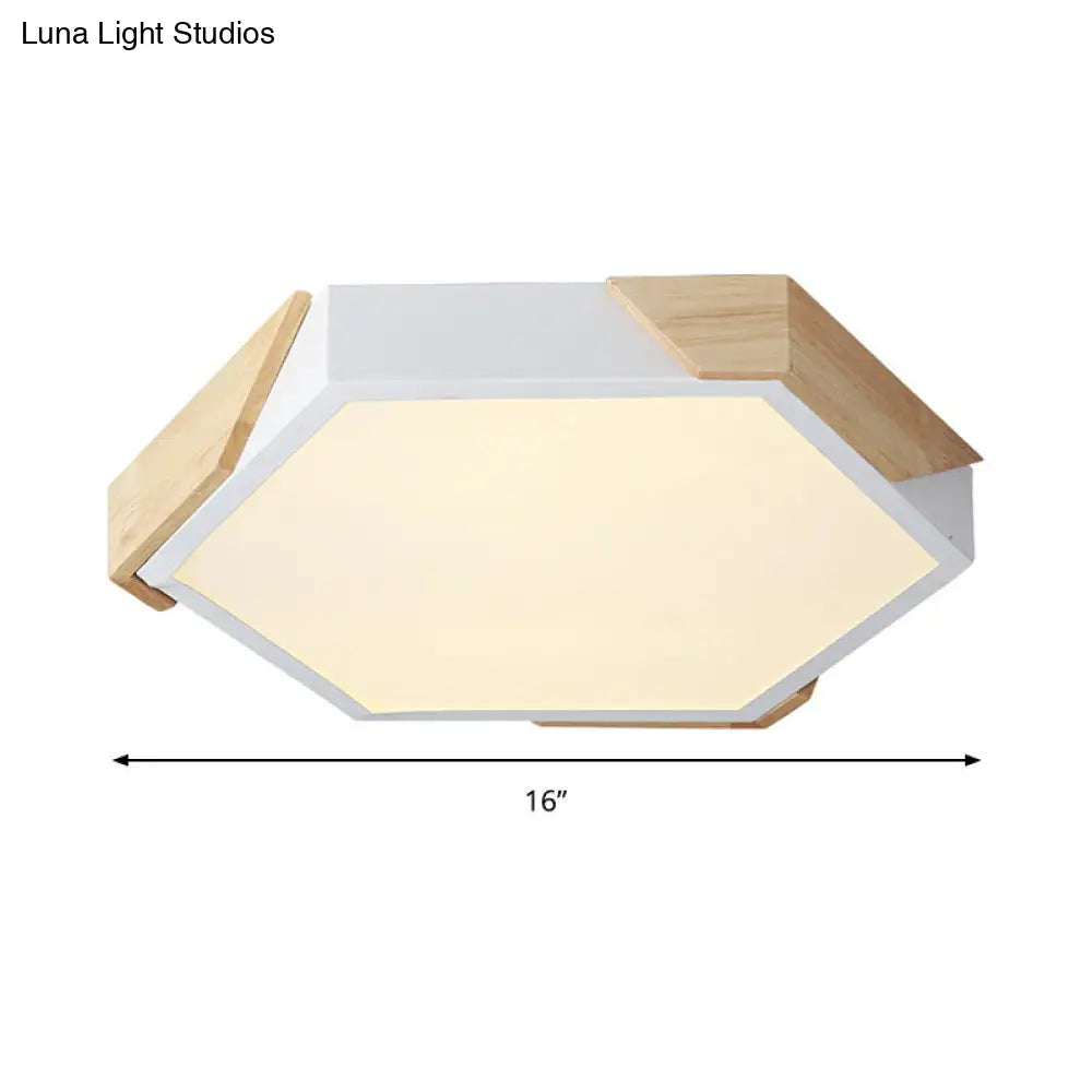 Hexagon Ceiling Light For Kindergarten - Slim Panel Macaron Loft Led In Warm