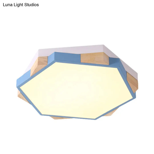 Hexagon Led Flush Ceiling Light - Acrylic Macaron Style Eye - Caring Lamp