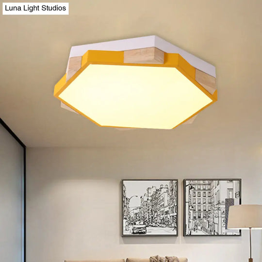 Hexagon Led Flush Ceiling Light - Acrylic Macaron Style Eye-Caring Lamp