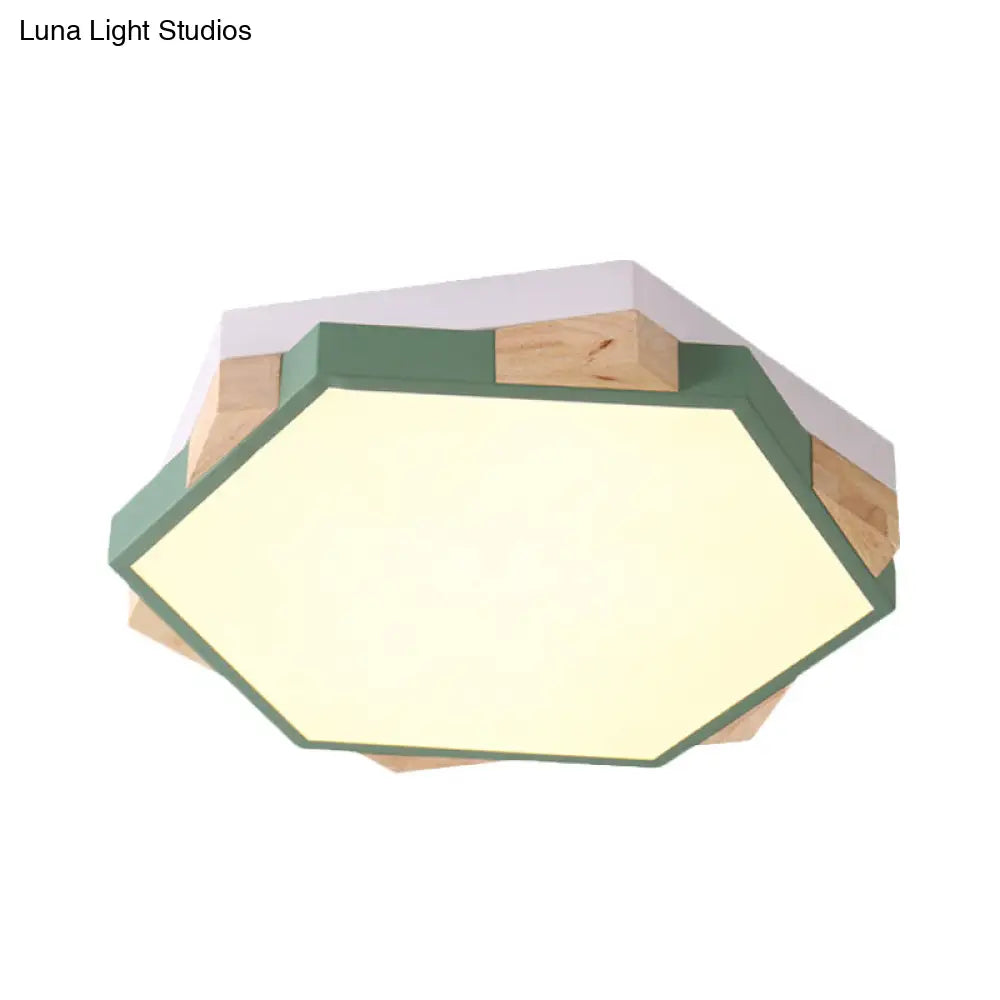Hexagon Led Flush Ceiling Light - Acrylic Macaron Style Eye-Caring Lamp