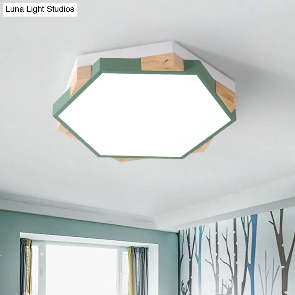 Hexagon Led Flush Ceiling Light - Acrylic Macaron Style Eye-Caring Lamp