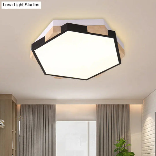 Hexagon Led Flush Ceiling Light - Acrylic Macaron Style Eye-Caring Lamp