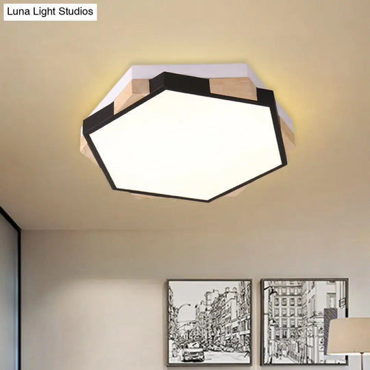 Hexagon Led Flush Ceiling Light - Acrylic Macaron Style Eye-Caring Lamp