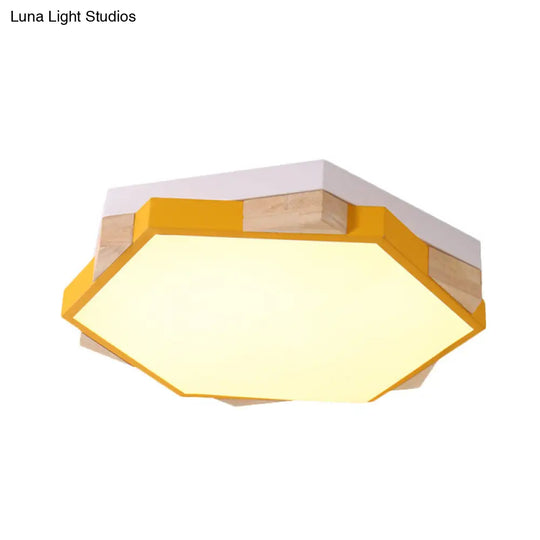 Hexagon Led Flush Ceiling Light - Acrylic Macaron Style Eye-Caring Lamp