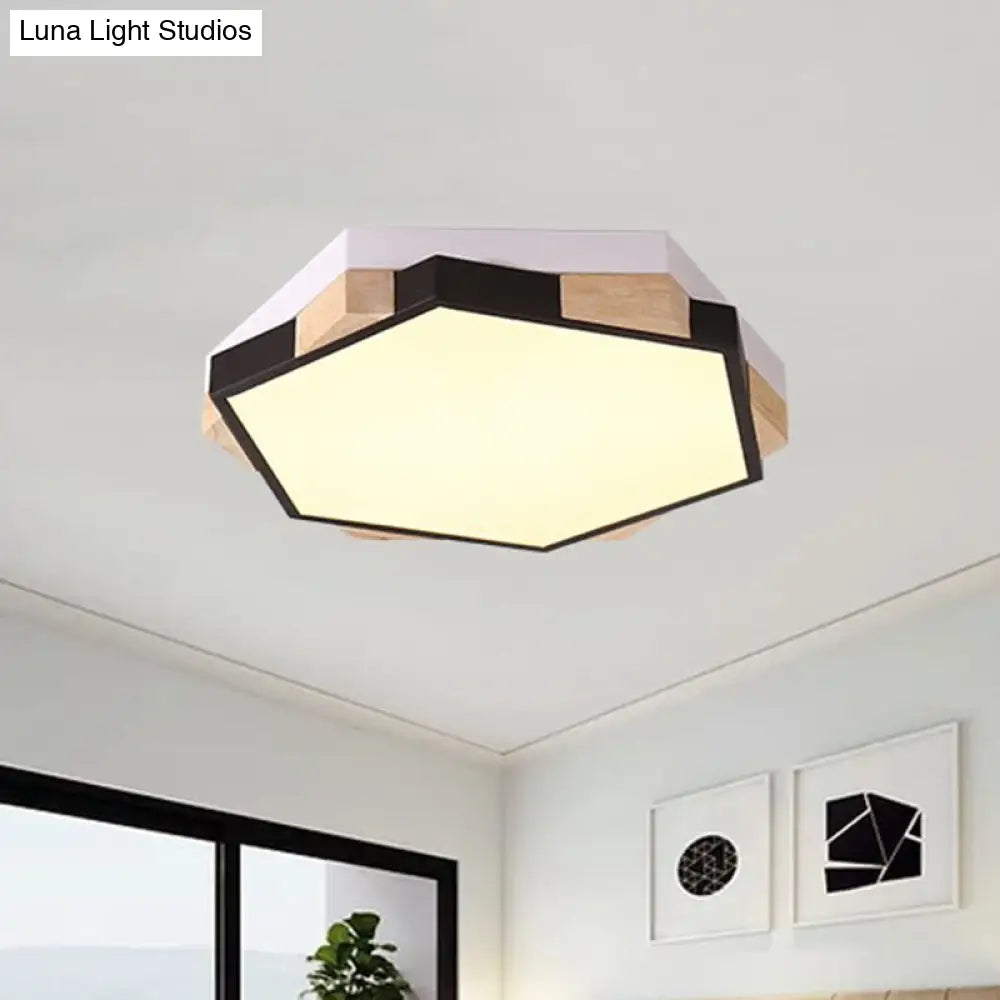Hexagon Led Flush Ceiling Light - Acrylic Macaron Style Eye-Caring Lamp