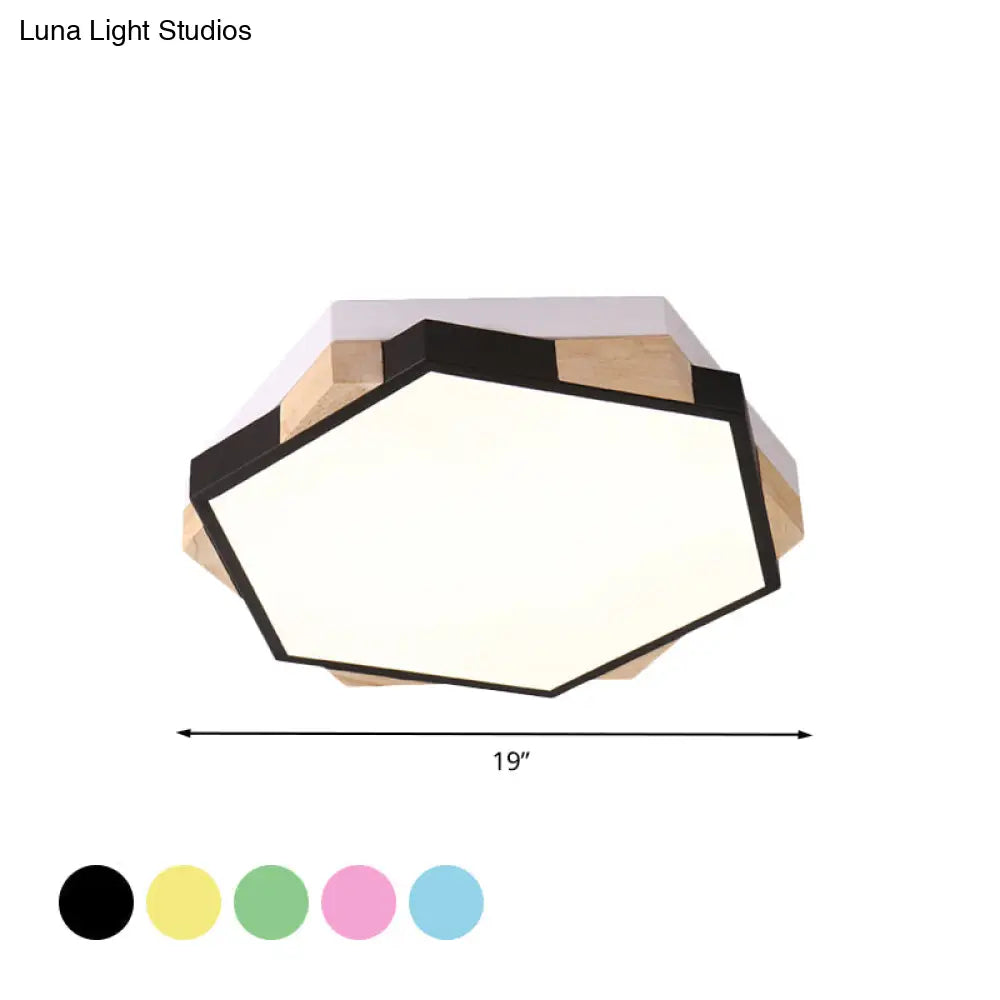 Hexagon Led Flush Ceiling Light - Acrylic Macaron Style Eye - Caring Lamp