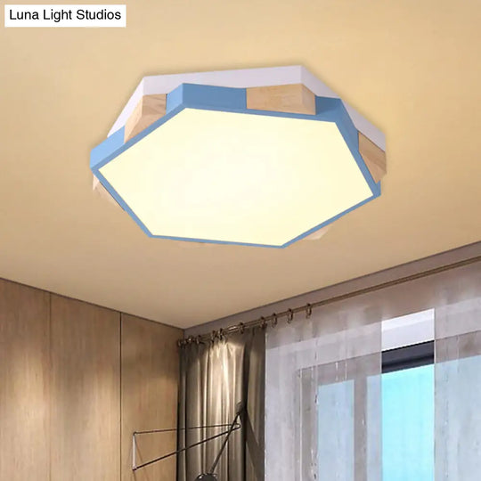 Hexagon Led Flush Ceiling Light - Acrylic Macaron Style Eye-Caring Lamp