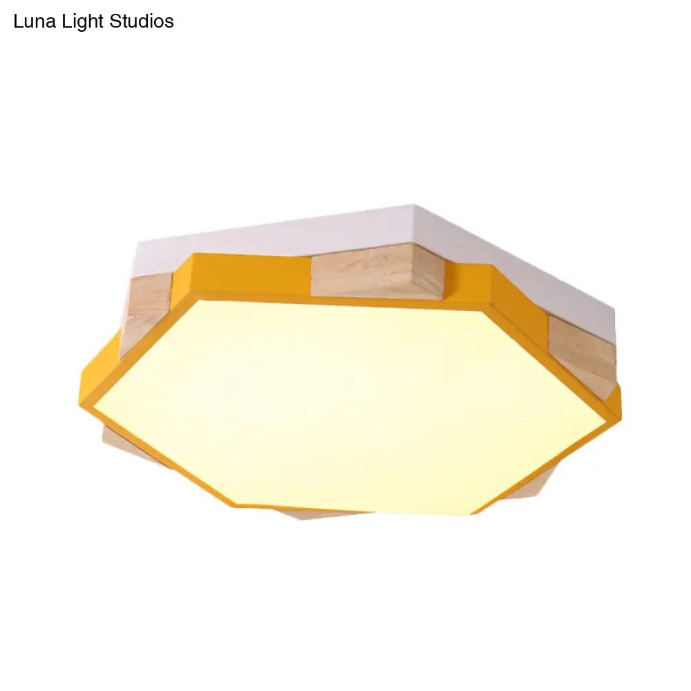 Hexagon Led Flush Ceiling Light - Acrylic Macaron Style Eye - Caring Lamp