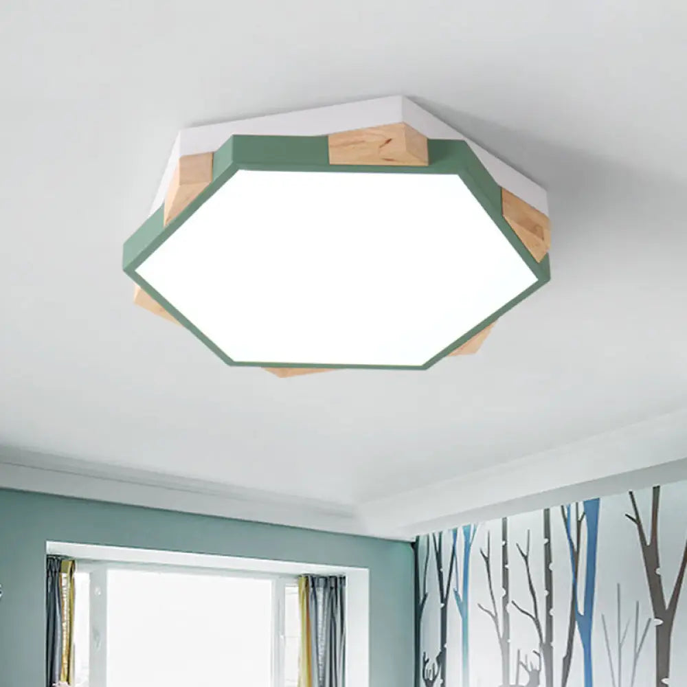 Hexagon Led Flush Ceiling Light - Acrylic Macaron Style Eye - Caring Lamp