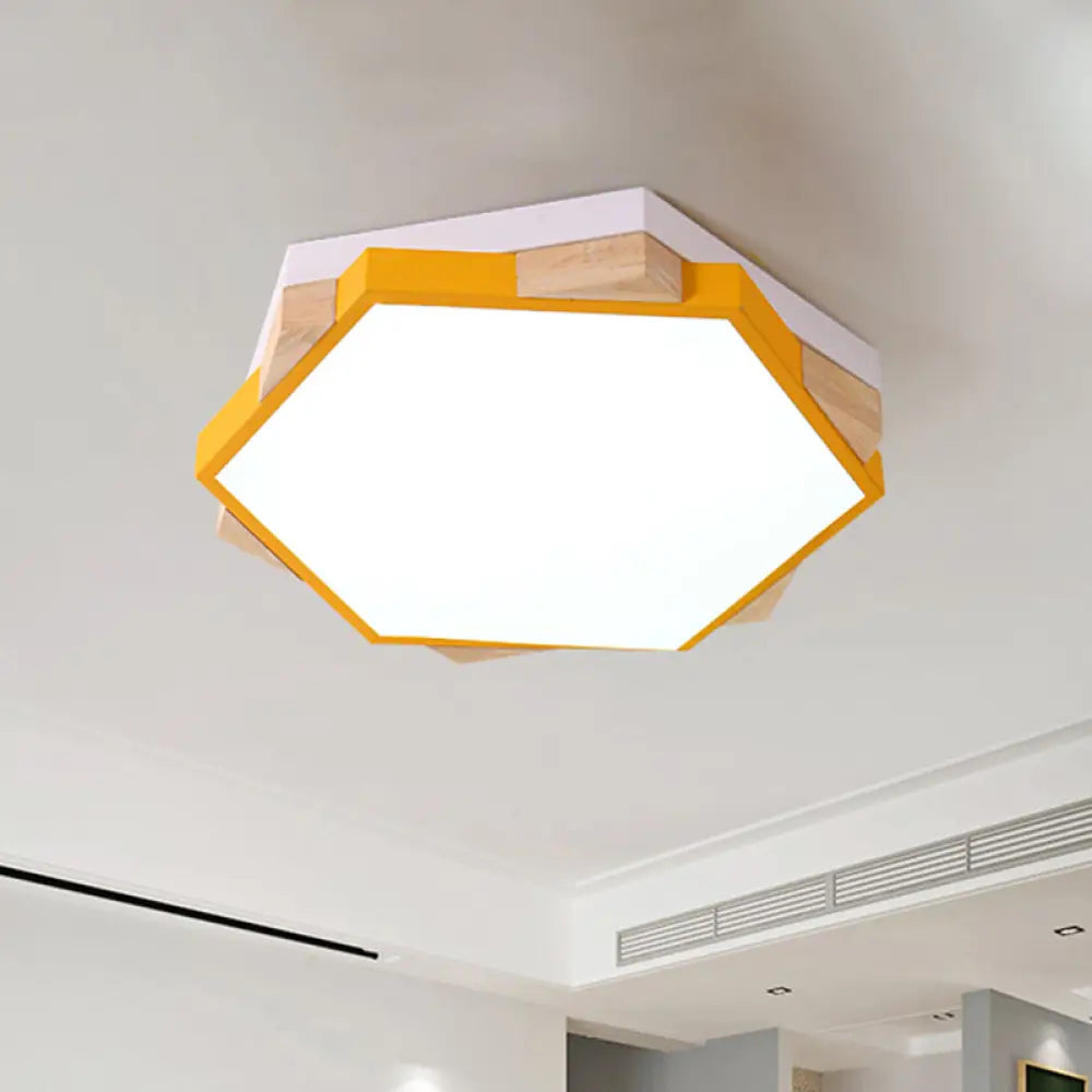 Hexagon Led Flush Ceiling Light - Acrylic Macaron Style Eye - Caring Lamp