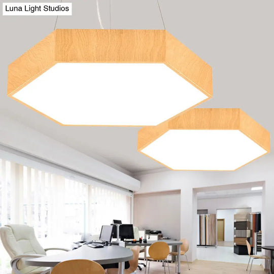 Led Hexagon Pendant Lamp - Modern Metal And Wood Chandelier For Bedroom Lighting