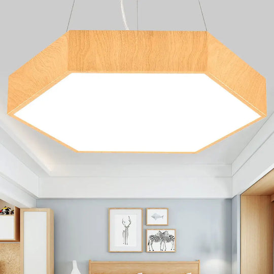 Hexagon Led Pendant Lamp - Simplicity Meets Elegance In Bedroom Chandelier Light Wood / 16’ Natural