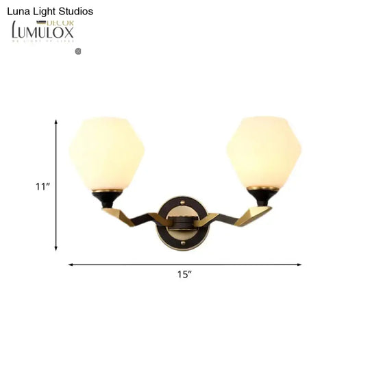 Hexagon Wall Light Black And Gold Frosted Glass Lighting Fixture