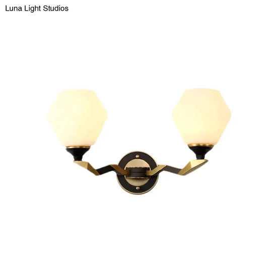 Hexagon Wall Light Black And Gold Frosted Glass Lighting Fixture