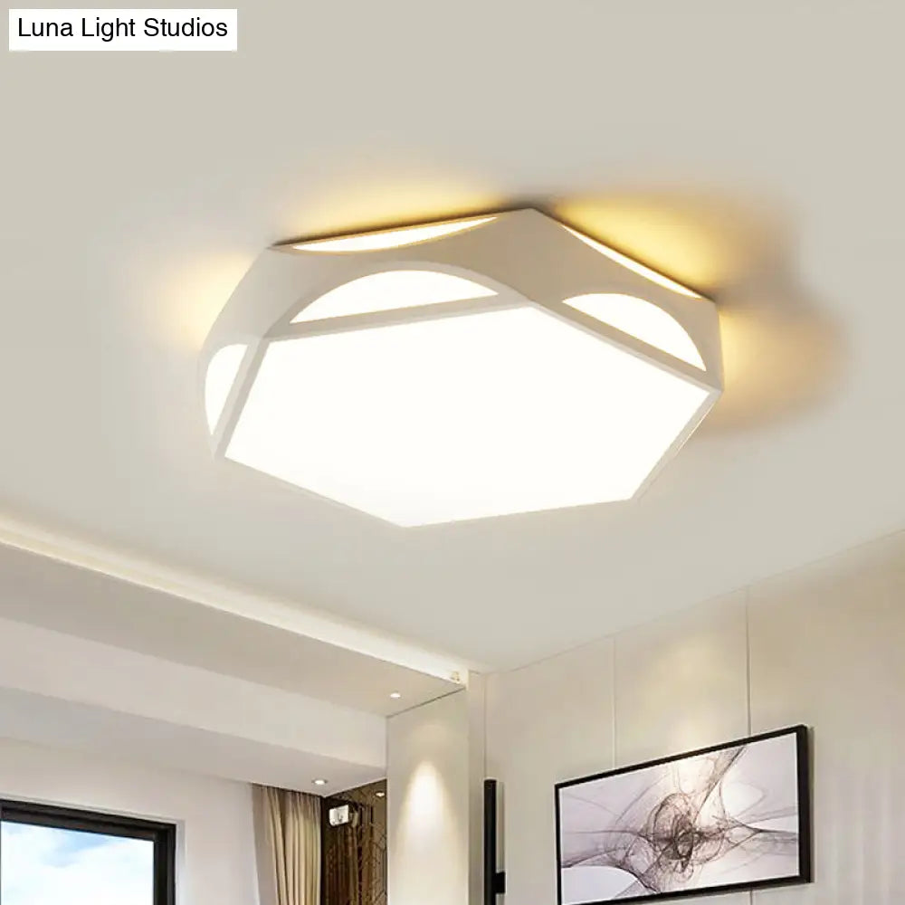 Hexagonal Led Ceiling Light With Acrylic Diffuser And Modern Black/White Iron Finish