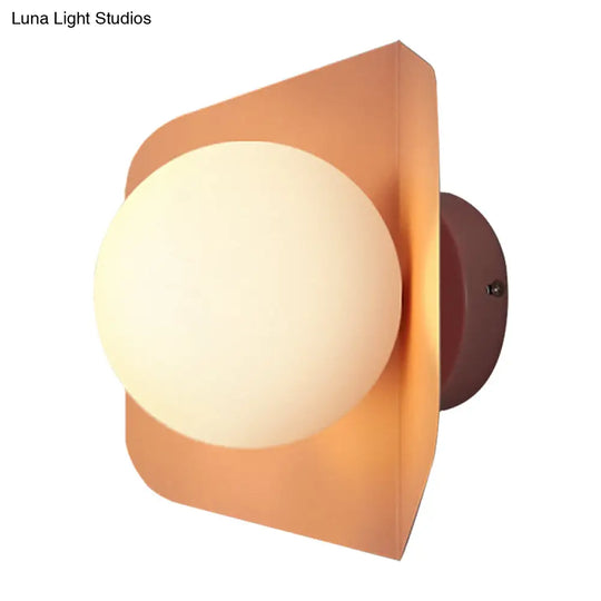 Hexagonal Metal Wall Sconce With Opaline Glass Shade - Single Mount Light