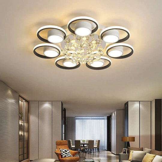 High End Atmosphere Bedroom Living Room Headlights Simple Luxury Crystal Lamps Round Ceiling Lamp