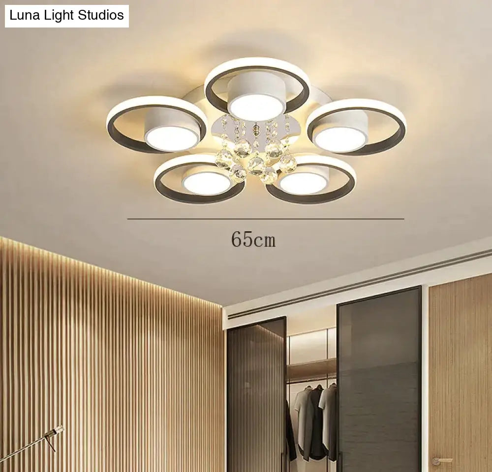 High End Atmosphere Bedroom Living Room Headlights Simple Luxury Crystal Lamps Round Ceiling Lamp