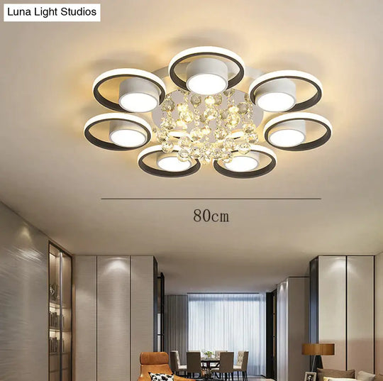 High End Atmosphere Bedroom Living Room Headlights Simple Luxury Crystal Lamps Round Ceiling Lamp