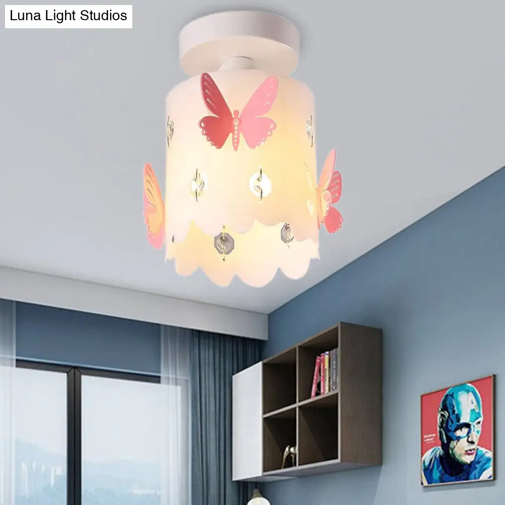 Hollow Butterfly Acrylic Ceiling Lamp For Modern Kitchen Mount Pink