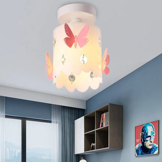 Hollow Butterfly Acrylic Ceiling Lamp For Modern Kitchen Mount Pink