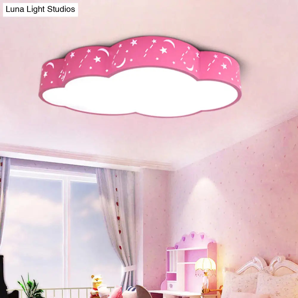 Hollow Cloud Cartoon Led Ceiling Lamp For Kids Bedroom With Metal Acrylic Mount Light
