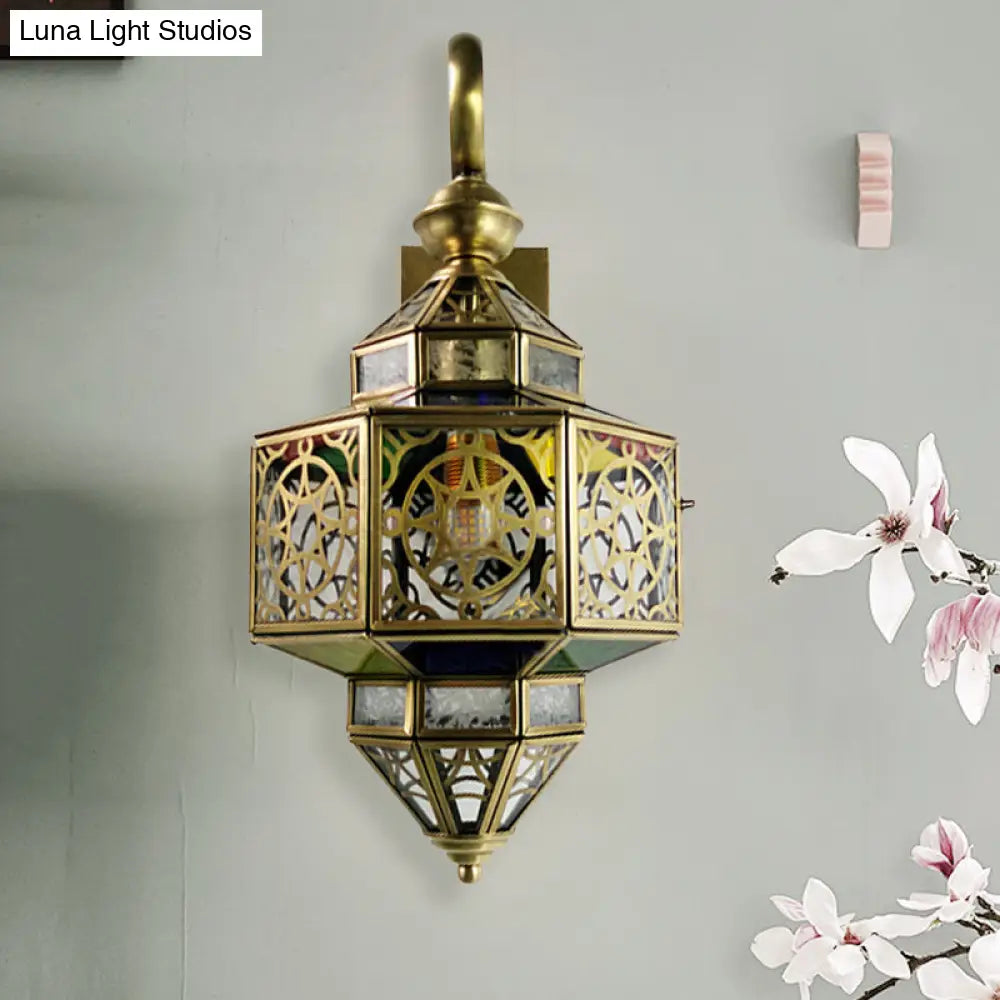 Hollow Out Brass Sconce Wall Lamp With 1-Bulb For Restaurants