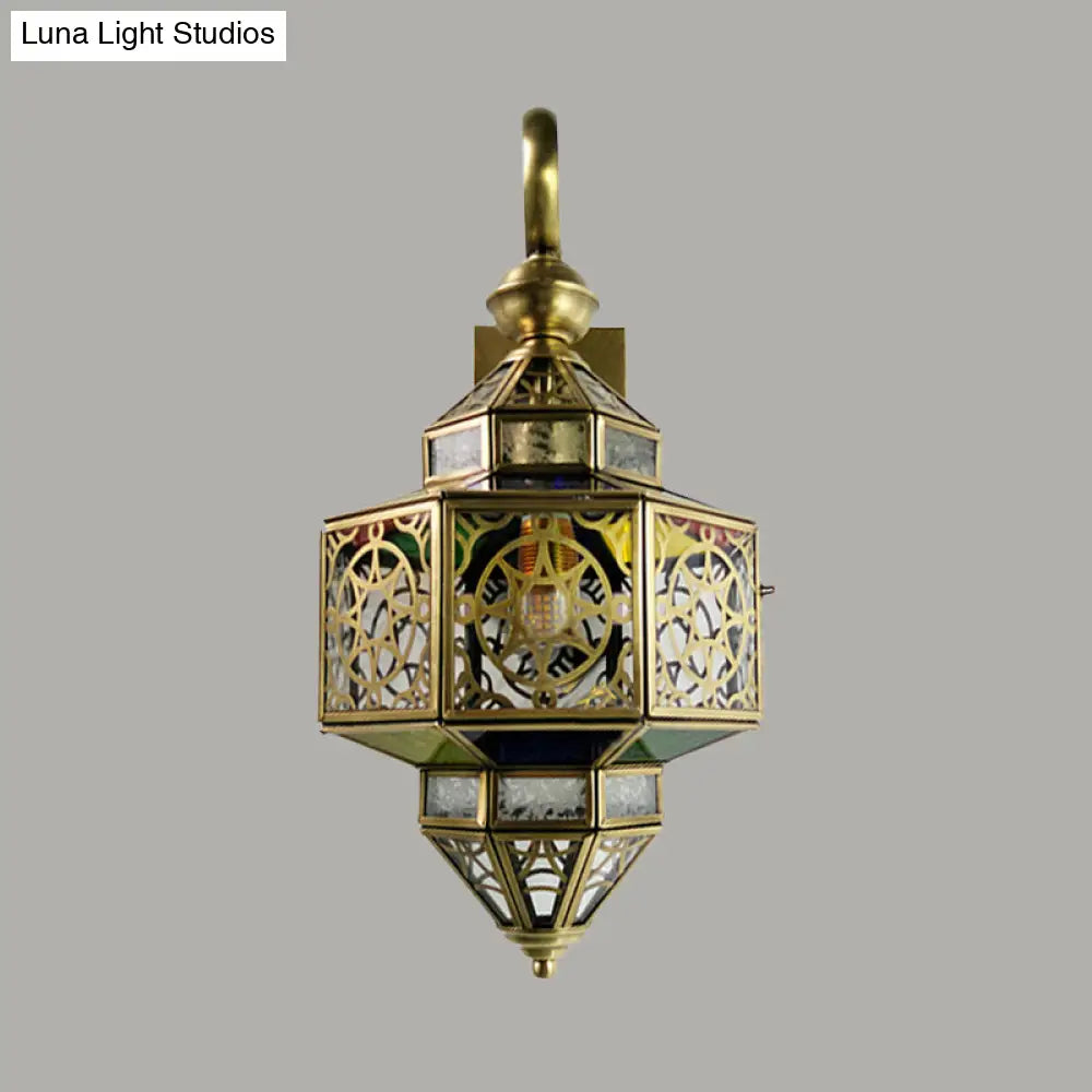 Hollow Out Brass Sconce Wall Lamp With 1-Bulb For Restaurants