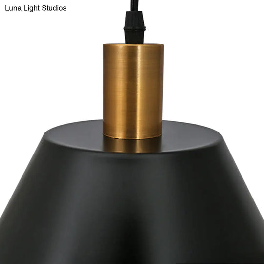 Hollow Out Industrial Style Metal Pendant Light Fixture - Conic Design Black Finish