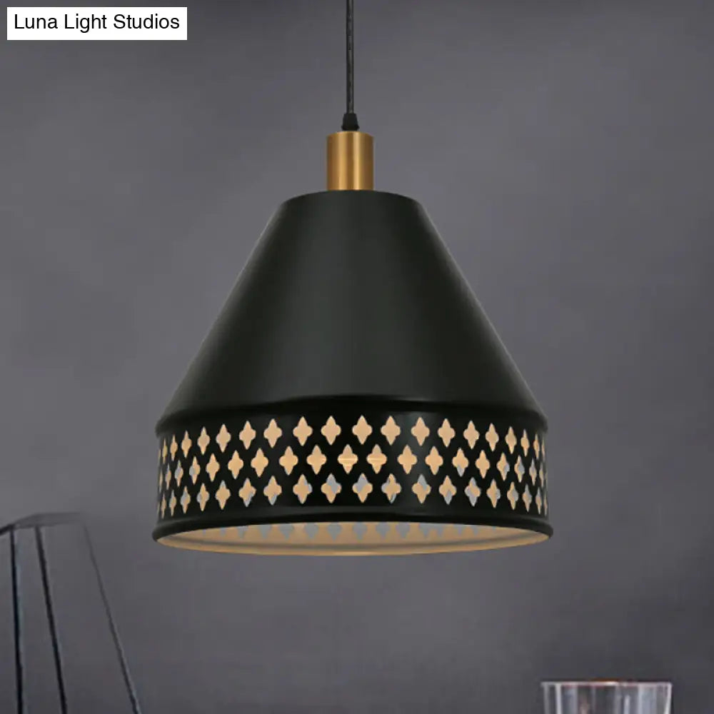 Industrial Style Metal Hanging Light Fixture - Black Pendant Lighting With Conic Design