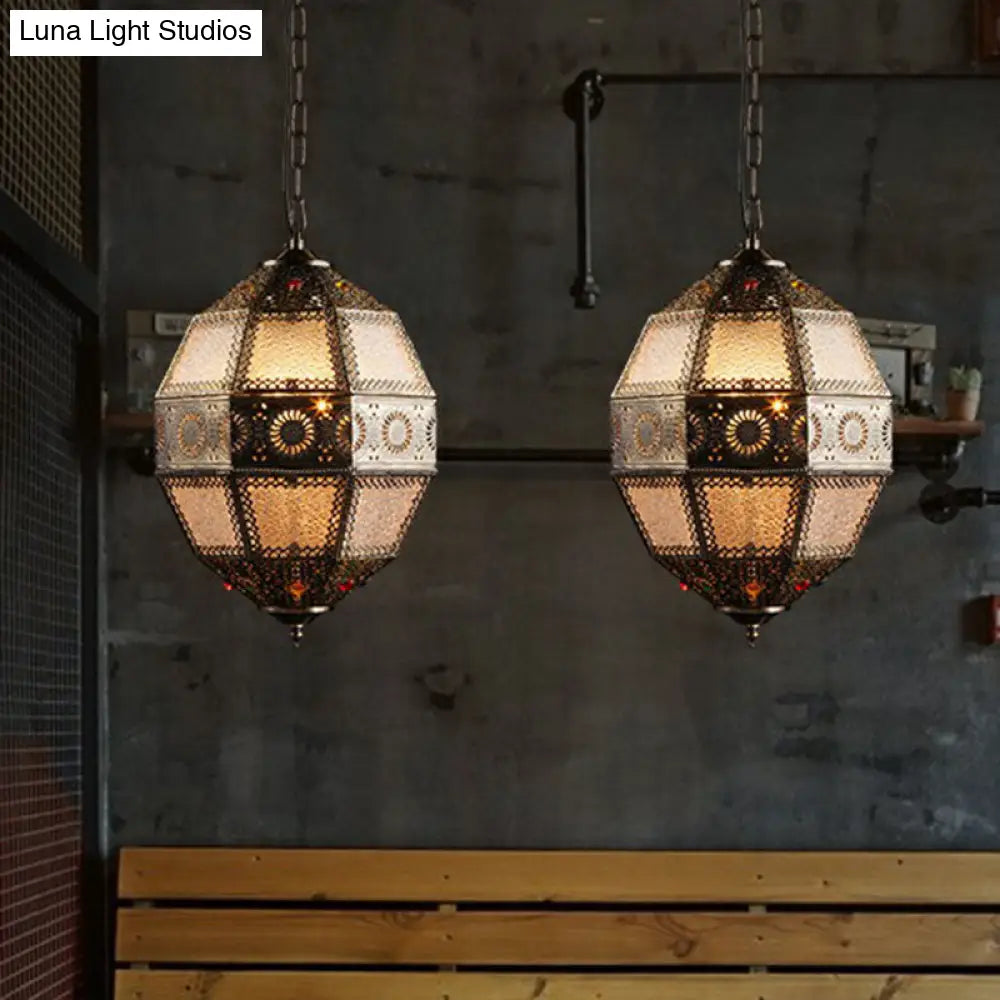 Hollow-Out Suspension Light In Bronze - Restaurant Pendant Fixture (3 Bulbs)