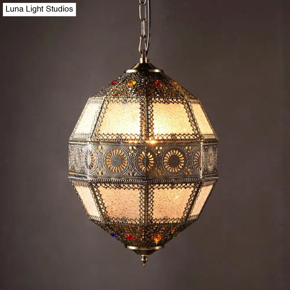 Hollow-Out Suspension Light In Bronze - Restaurant Pendant Fixture (3 Bulbs)