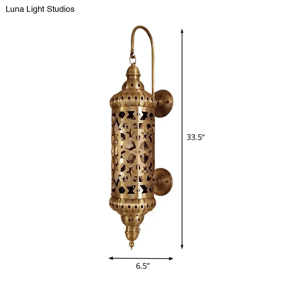 Hollow-Out Wall Sconce Lamp - Arab-Inspired Metallic Brass Design