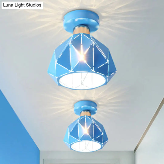 Hollow Polyhedron Metal Ceiling Light For Balconies And Porches