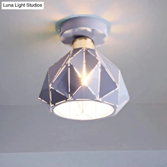 Hollow Polyhedron Metal Ceiling Light For Balconies And Porches